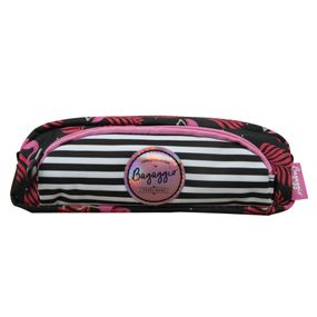 Estojo Escolar Feminino Pink Flamingo Preto