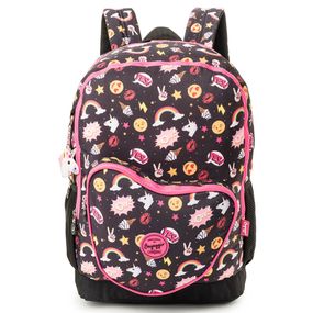 Mochila Feminina Carinhas Preta