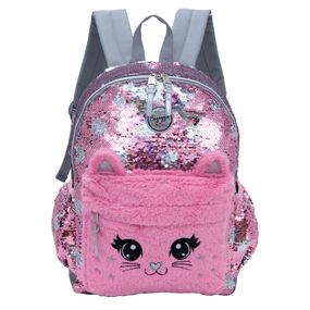 Mochila Escolar Feminina Gatinho Rosa