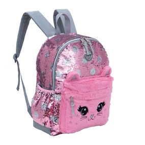 Mochila Escolar Feminina Gatinho Rosa