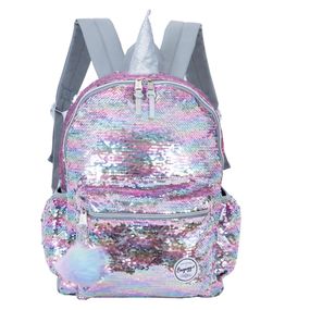 Mochila Escolar Feminina Rainbow Prata