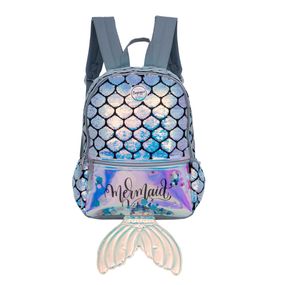 Mochila Escolar Feminina Mermaid Prata