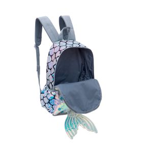 Mochila Escolar Feminina Mermaid Prata