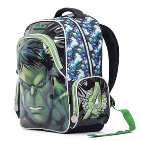 Mochila Escolar Masculina Marvel Hulk Verde