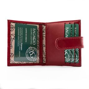 Porta Cartão Feminino de Couro com Porta Documento Sneek Vermelho