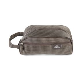 Necessaire Viagem Bagaggio Quadriculada com Alça Lateral Marrom