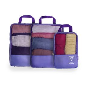 Kit Organizador de Mala 3 Peças Lilas