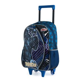 Mochila Escolar Masculina de Rodinhas Pantera Negra Azul