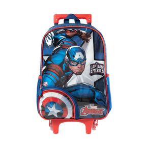 Mochila Escolar Masculina de Rodinhas Capitão América Azul