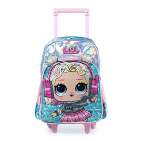 Mochila Escolar Feminina de Rodinhas LOL Premium Verde Claro