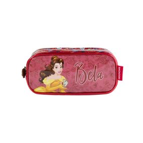 Estojo Escolar Feminino 3 Compartimentos Bela Premium Vermelho