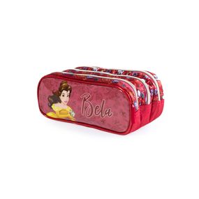 Estojo Escolar Feminino 3 Compartimentos Bela Premium Vermelho