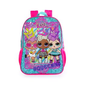 Kit Mochila Escolar Feminina LOL com Lancheira e Estojo Rosa