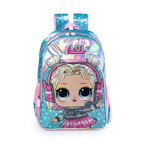 Kit Mochila Escolar Feminina LOL com Lancheira e Estojo Premium Verde Claro