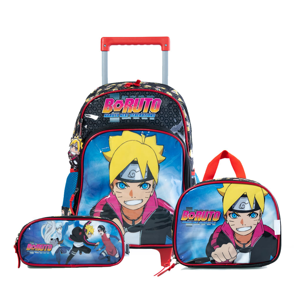 Mochila Escolar Passeio Juvenil Boruto Kit Completo Anime Naruto