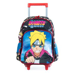 Mochila Escolar Masculina de Rodinhas Boruto Premium Preto