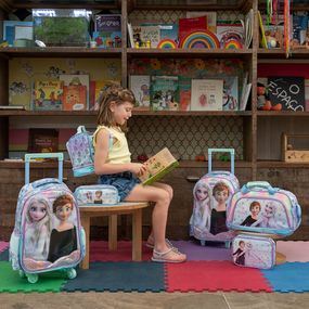 Mochila Escolar Feminina de Rodinhas Frozen Premium