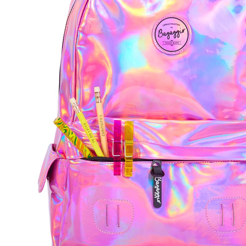 Mochila discount holografica rosa