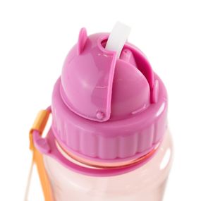 Garrafa Escolar 350ml Girafa com Canudo Rosa