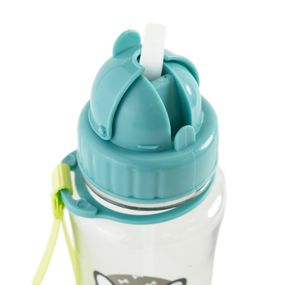 Garrafa Escolar 350ml Pug Com Canudo Azul