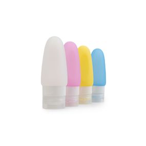 Kit com 4 Frascos de Silicone para Viagem Colorido