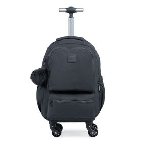 Mochila Escolar Feminina de 4 Rodinhas Pop Fun II Cinza