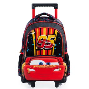 Mochila Escolar Masculina de Rodinhas Carros Preta