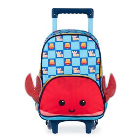 Mochila Infantil Masculina Com Rodinha Pets Caranguejo Azul