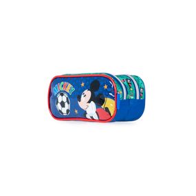 Estojo Escolar Masculino 2 Compartimentos  Mickey Futebol Premium Verde