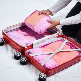 Kit Organizador de Mala 3 Peças Rosa