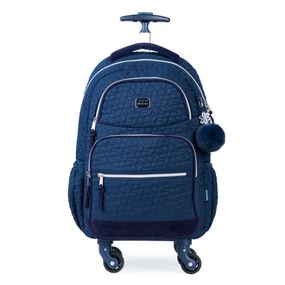 Mochila Escolar Feminina 4 Rodinhas BG Girl Azul Escuro