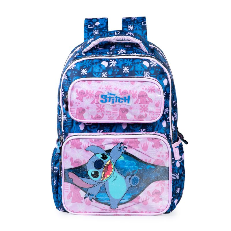 Mochila Escolar Feminina Stitch Azul