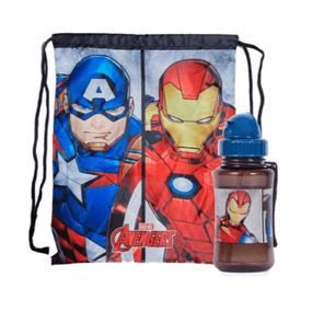 Kit Sacolinha e Garrafa Masculina Marvel Vingadores Preta