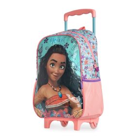 Mochila Feminina de Rodinhas Infantil Escolar Moana Azul