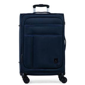 Mala Média 23 kg Poliéster 4 Rodas Lyon Azul Escuro