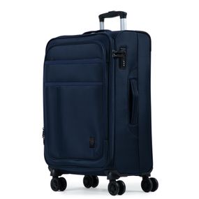 Mala Média 23 kg Poliéster 4 Rodas Lyon Azul Escuro