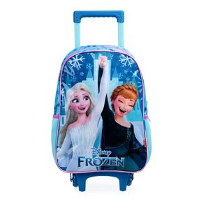 Kit Mochila Escolar Feminina Com Rodinhas Frozen Com Lancheira E Estojo Azul