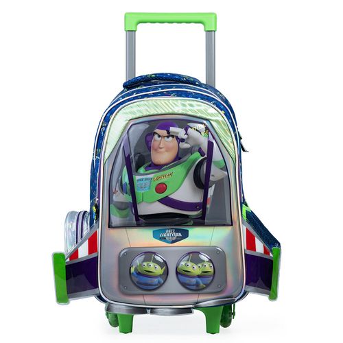 Mochila Escolar Infantil Masculina De Rodinhas Toy Story Buzz Lightyear Azul Escuro
