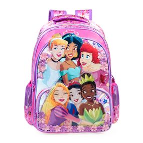 Mochila Escolar Feminina Disney Princesas Premium Rosa