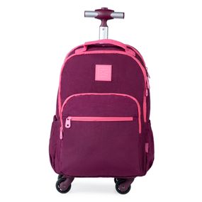 Mochila Escolar Juvenil Feminina Com 4 Rodinhas BG Duo Pop Rosa