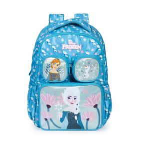 Mochila Escolar Feminina Frozen Bloom Azul Claro