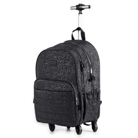 Mochila de 4 Rodinhas Juvenil Feminina Crinkle Glitter Preta