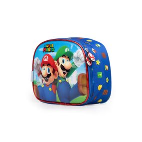 Lancheira Escolar Infantil Masculina Mario Bross Premium Azul