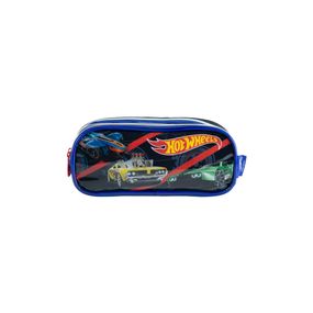 Estojo Escolar Infantil com 3 Compartimentos Masculino Hot Wheels Premium Preto