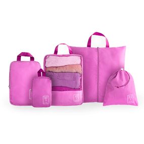 Kit Organizador de Mala com 5 Peças Rosa