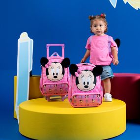 Mochila Escolar Feminina com Rodinhas Minnie Baby Rosa