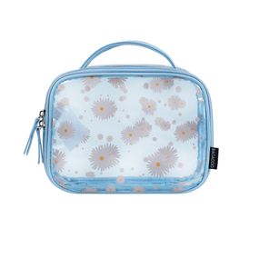 Necessaire Viagem Grande Transparente Daisy Azul