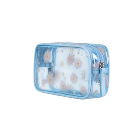 Necessaire Viagem Média Transparente Dasy Azul