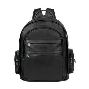 Mochila Masculina Grande Executiva de Couro para Notebook Tradicional Preta