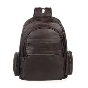 Mochila Masculina Executiva de Couro para Notebook Tradicional Marrom escuro